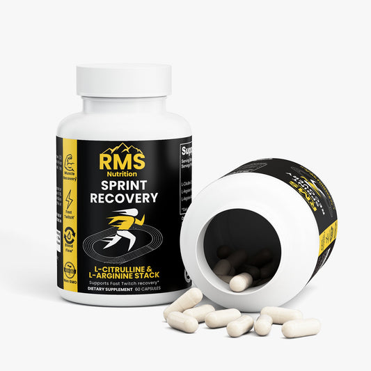 Sprint Recovery 3 Pack bottle front label - RMS Nutrition L-Citrulline and L-Arginine Stack