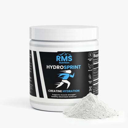 HydroSprint Creatine Hydration container front label view by RMS Nutrition