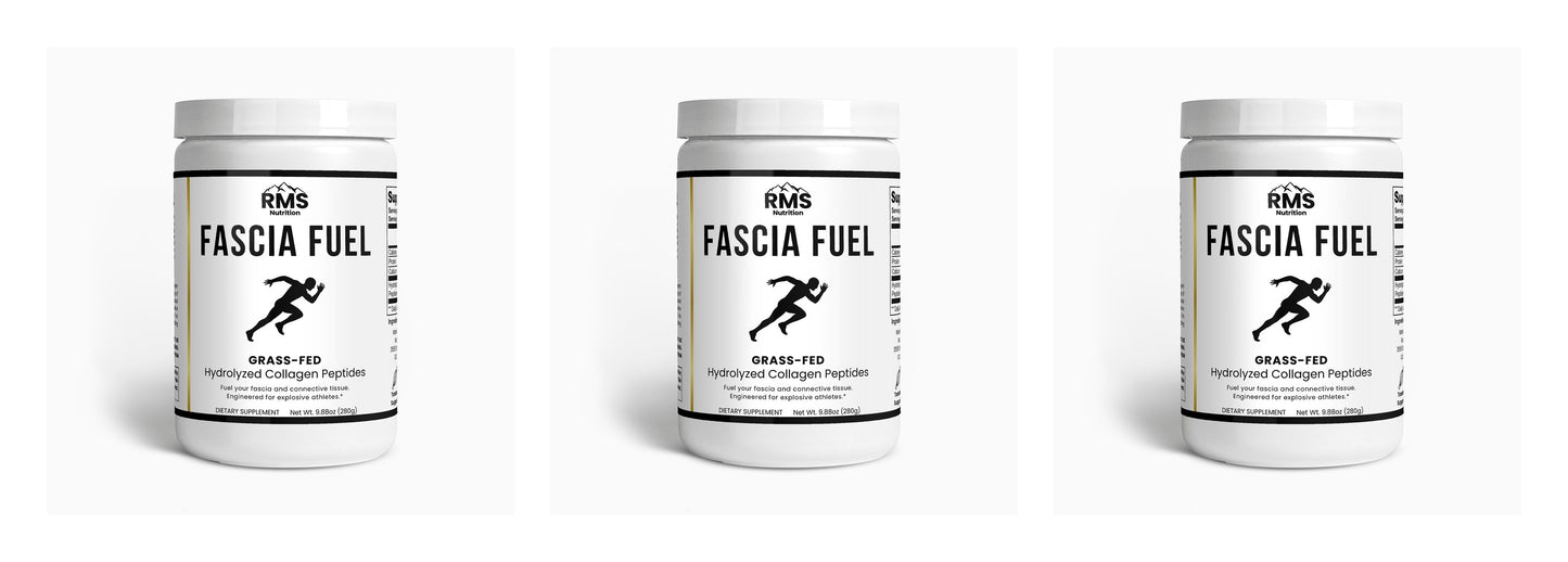 Fascia Fuel collagen peptides 3-pack by RMS Nutrition - grass-fed hydrolyzed collagen for joint and connective tissue support