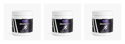 BrainBolt Focus Powder 3-pack by RMS Nutrition - nootropic supplement containers for sustained focus and mental clarity