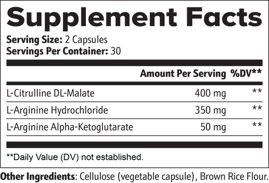 Sprint Recovery supplement facts label by RMS Nutrition - L-Citrulline and L-Arginine ingredients and nutrition information